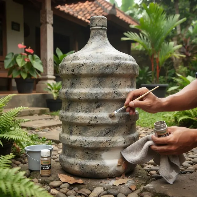 Cara menyamarkan galon bekas agar terlihat seperti batu alam model lakukan perawatan agar tampilannya terjaga