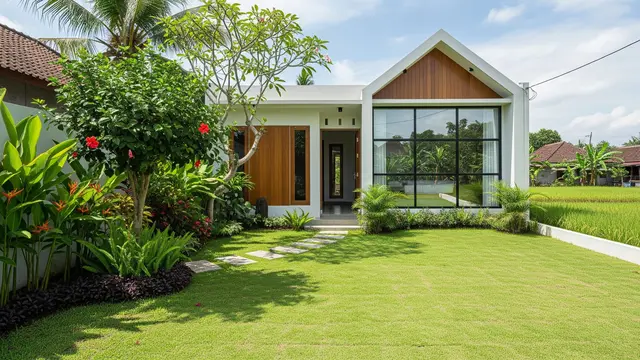 Desain Rumah Minimalis Kampung dengan Halaman Luas dan Taman Kecil/Gemini AI