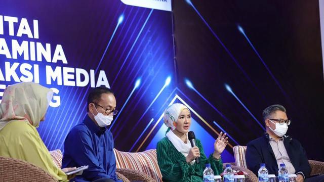 Direktur Utama PT Pertamina (Persero) Nicke Widyawati dalam acara Bincang Santai dengan Pimpinan Redaksi Media. (Dok Pertamina)