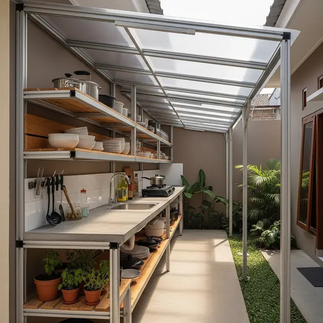 6 Desain Dapur Belakang dengan Baja Ringan yang Bisa Dibangun Bertahap