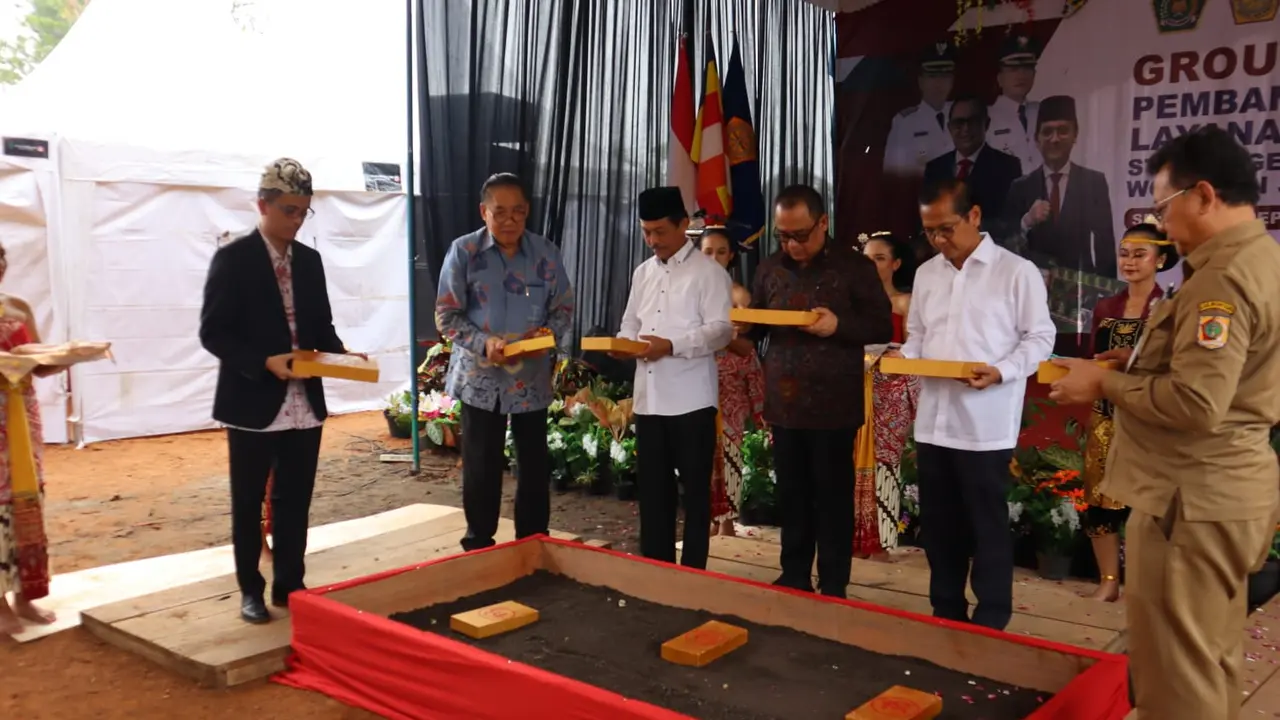 Pembangunan Sekolah Tinggi Agama Buddha Negeri (STABN) Raden Wijaya di Mondromino, Wonogiri Jawa Tengah resmi di mulai. (Istimewa)