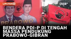 Sekelompok orang hadir di tengah massa yang akan ikut mengantar Prabowo dan Gibran mendaftar ke KPU sebagai capres dan cawpres Rabu (25/10) siang. Menariknya, mereka membawa bendera PDI Perjuangan dan spanduk dengan foto pasangan Prabowo-Gibran.