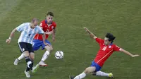 HAMPA GOL - Belum ada gol tercipta di babak pertama pada partai final Copa America 2015. ( REUTERS/Ueslei Marcelino)