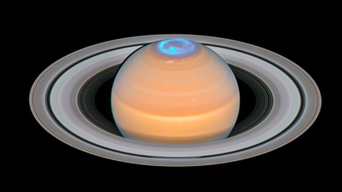 Penampakan aurora di kutub utara Saturnus. (Foto: NASA)