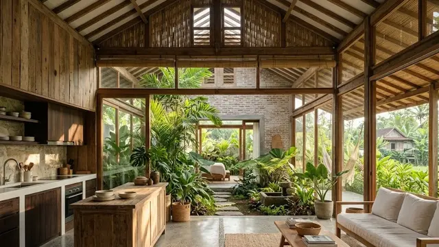 Rumah dengan Dapur Semi Terbuka dan Taman Dalam