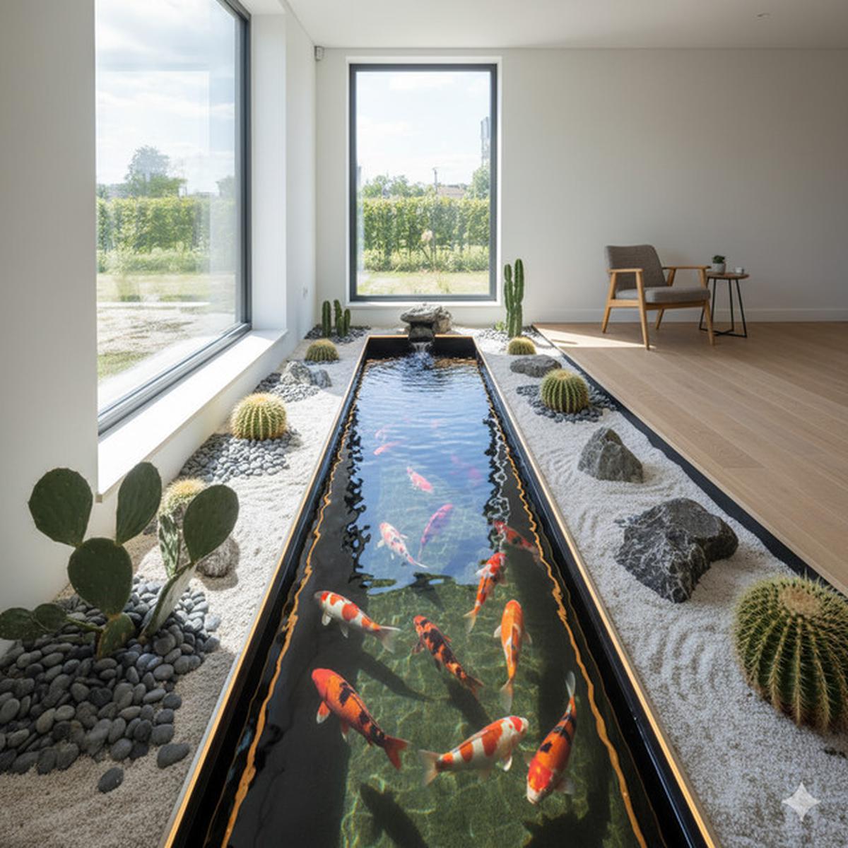 7 Desain Rumah Kecil dengan Kolam Koi Indoor yang Tidak Makan Banyak Tempat