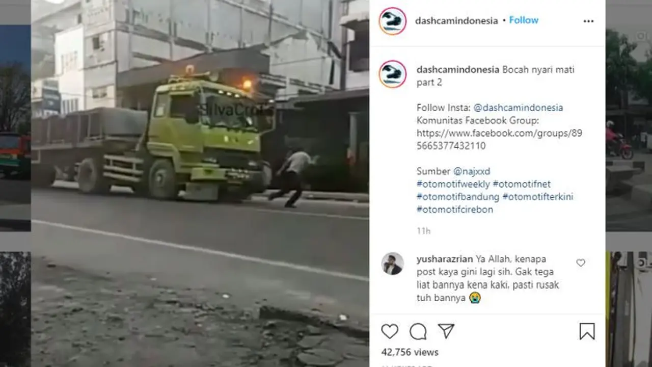 Detik-Detik Bocah Coba Hadang Truk Hingga Kakinya Terlindas (Instagram)