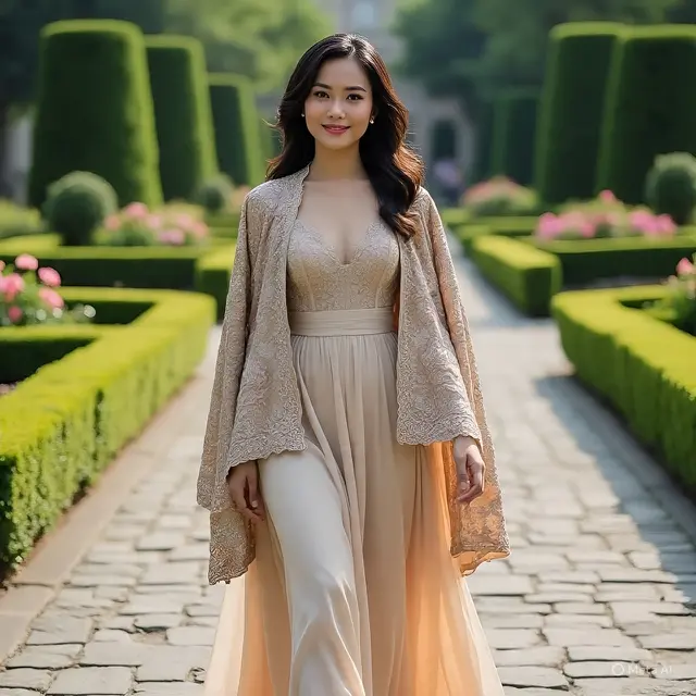 Model Dress Pesta Kombinasi Brokat dan Chiffon