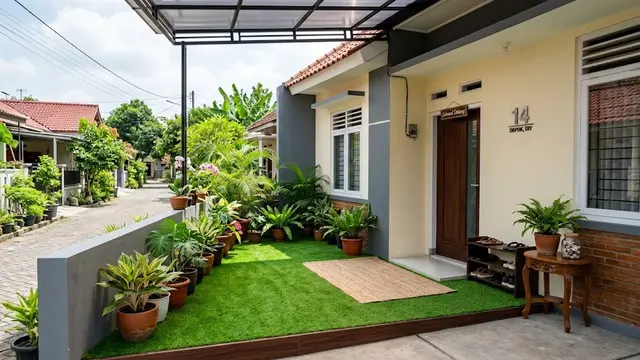 Desain Teras Rumah Kecil Tanpa Kursi