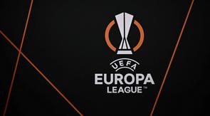 Logo Liga Europa dipajang sebelum pengundian babak play-off turnamen sepak bola Liga Europa UEFA 2024-2025 di House of European Football di Nyon, pada tanggal 31 Januari 2025. (Fabrice COFFRINI/AFP)