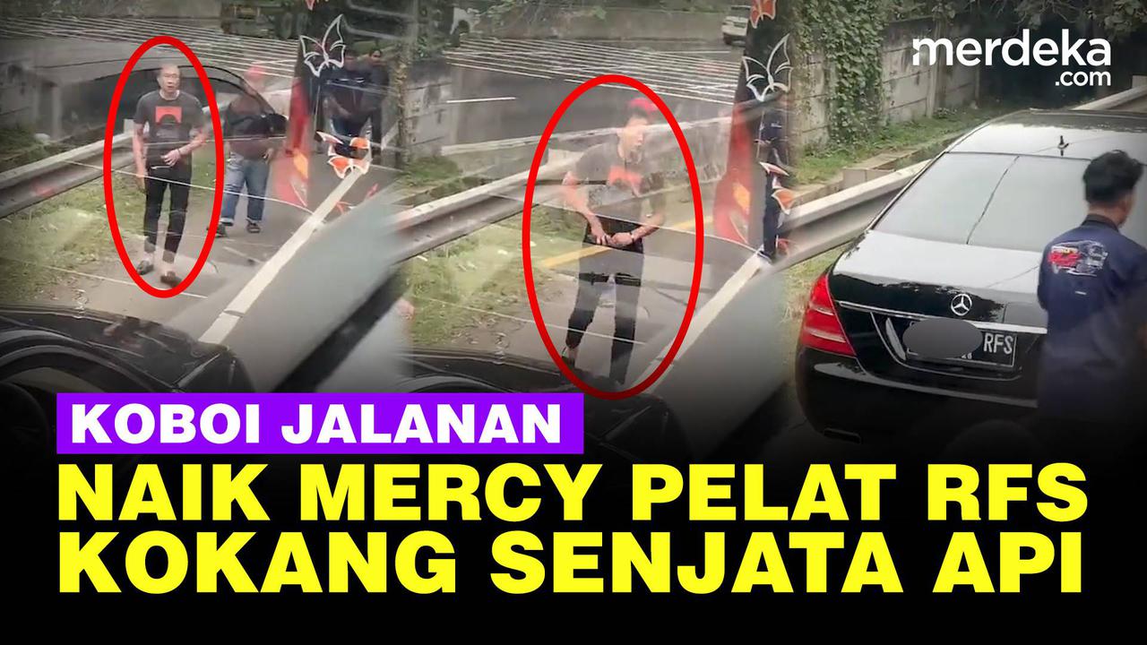 VIDEO: Aksi Koboi Pengemudi Mercy Acungkan Senjata Api di Jalan Tol