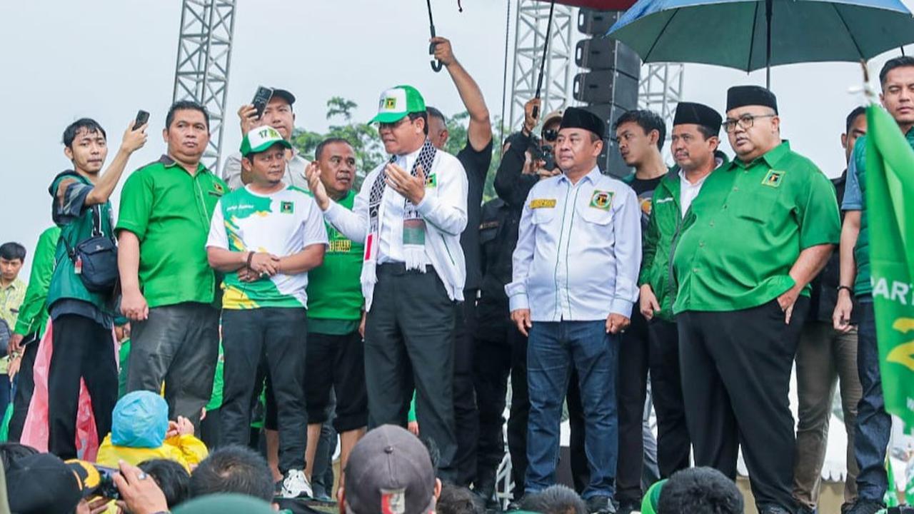 Partai Persatuan Pembangunan (PPP) menggelar kampanye nasional di Cikarang Selatan, Kabupaten Bekasi, Jawa Barat.