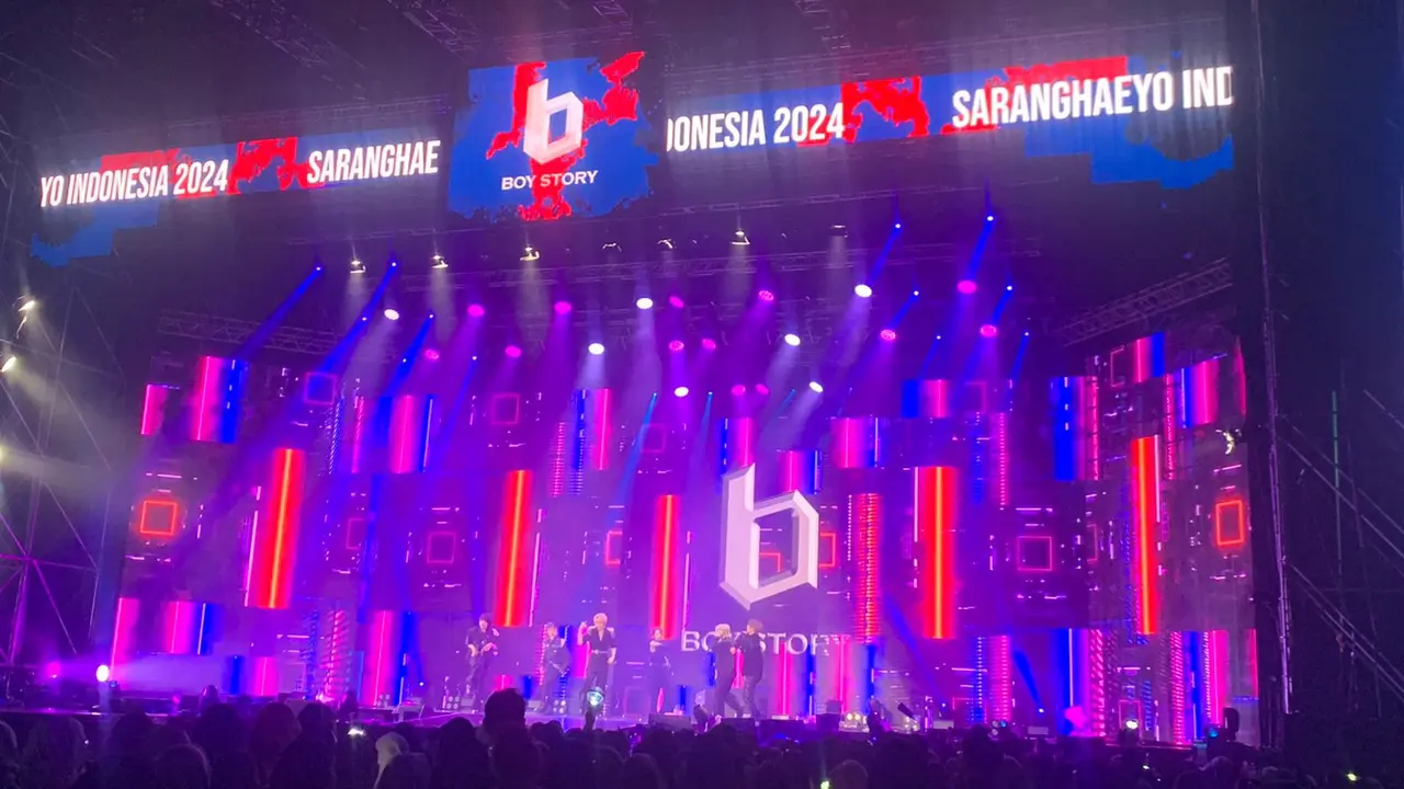 Penampilan BOY STORY di Saranghaeyo Indonesia 2024. (Liputan6.com/Jihan Rafifah)