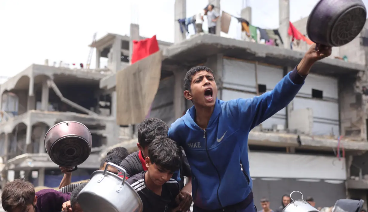 PBB juga melaporkan ada satu dari lima orang Palestina di Jalur Gaza mengalami kelaparan. (BASHAR TALEB/AFP)