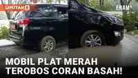 Duh! Mobil Dinas Plat Merah Kadispora Lubuklinggau Terobos Jalan Cor Basah