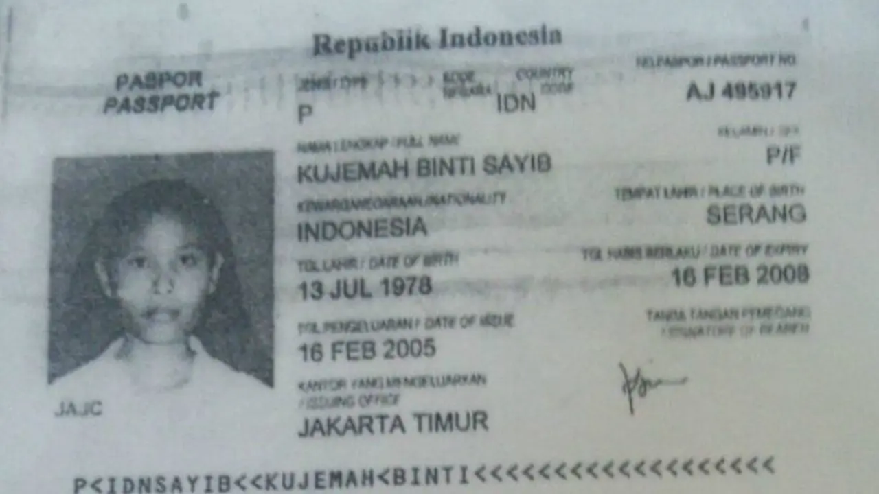 Paspor TKI Kujemah binti Sayib