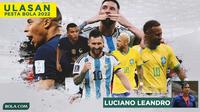 Ulasan Luciano Leandro - Ilustrasi Kylian Mbappe, Lionel Messi dan Neymar di Piala Dunia 2022 (Bola.com/Adreanus Titus)