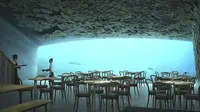 Bangunan menakjubkan ini tampak seperti beton tenggelam dari jauh, tapi sebenarnya restoran bawah laut yang indah (doc: Snohetta)