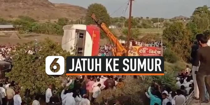 VIDEO: Bus Berpenumpang Jatuh ke Sumur di India, 25 Orang Tewas
