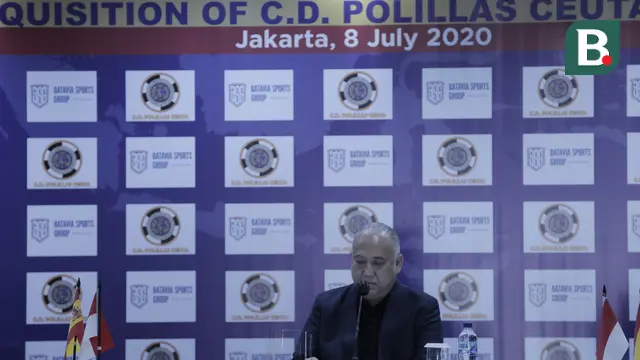 Direktur Utama Batavia Sports Group (BSG), Ade Prima Syarif saat memberikan pernyataan setelah pihaknya membeli klub Spanyol, C.D. Polillas Ceuta di Graha BIP, Jakarta, Rabu (8/7/2020).