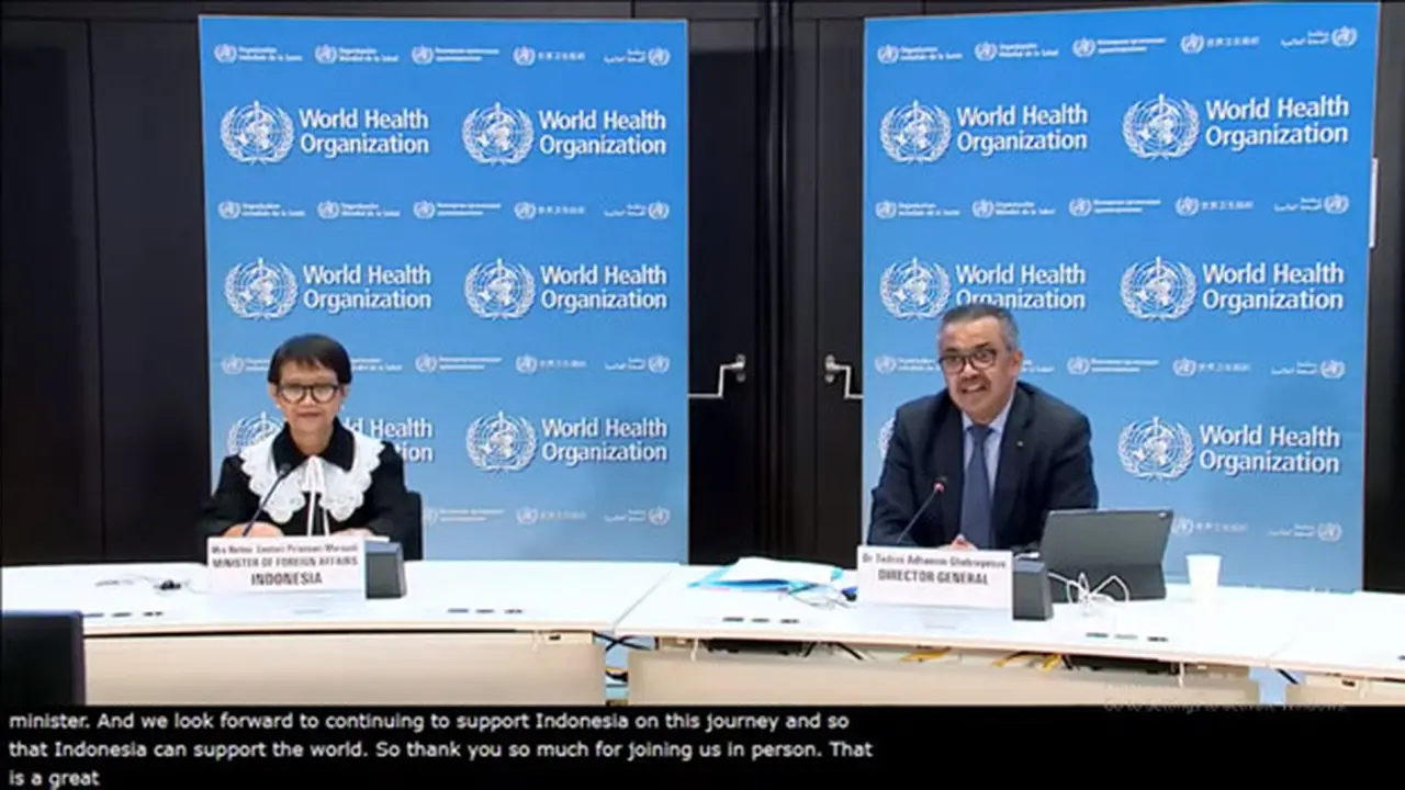 Tedros Adhanom Ghebreyesus bersama Menteri Luar Negeri Retno LP Marsudi, Kamis (23/2/2022).