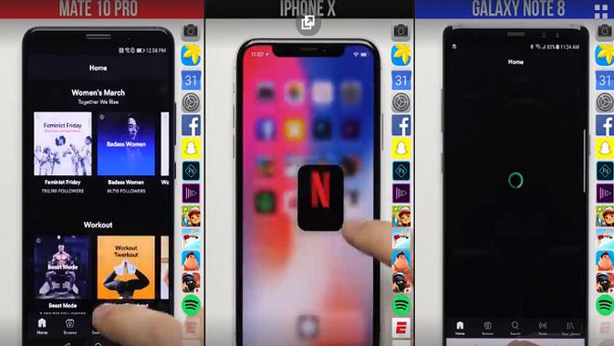 Mate 10 Pro Vs Iphone X Vs Galaxy Note 8 Kencang Mana Tekno Liputan6 Com