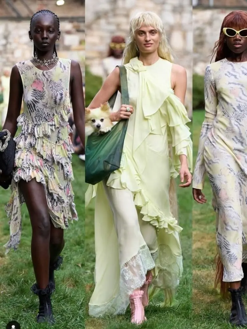 Presentasi Unik Koleksi Spring 2025 Collina Strada di New York Fashion Week, Para Model Berjalan di Rumput.  foto: Instagram @collinastrada