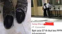 Surat terbuka kepada Menteri Pendidikan dan Kebudayaan Nadiem Makarim dari seorang guru tentang guru honorer dan sepatu tuanya viral (dok.Facebook/Bintu Nahl dan Mike.Riana)