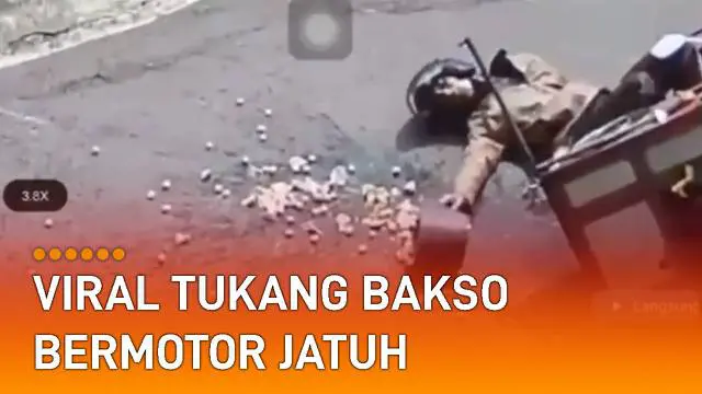 VIDEO: Viral Tukang Bakso Bermotor Jatuh, Gerak-Geriknya Buat Warganet Berdebat