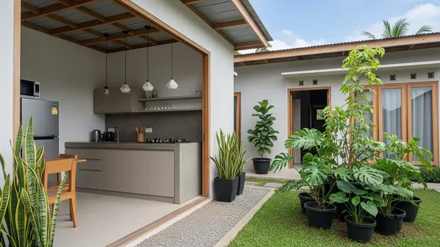 8 Inspirasi Rumah Minimalis Desa dengan Dapur Terbuka Menghadap Kebun Belakang