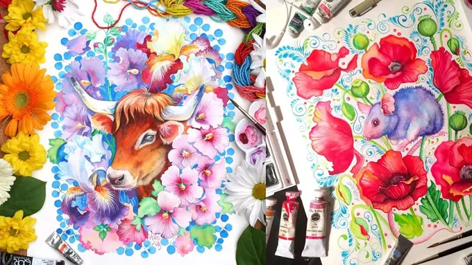 [Bintang] 12 Hewan 'Cantik' Lambang Zodiak China yang Dilukis Pakai Cat Air