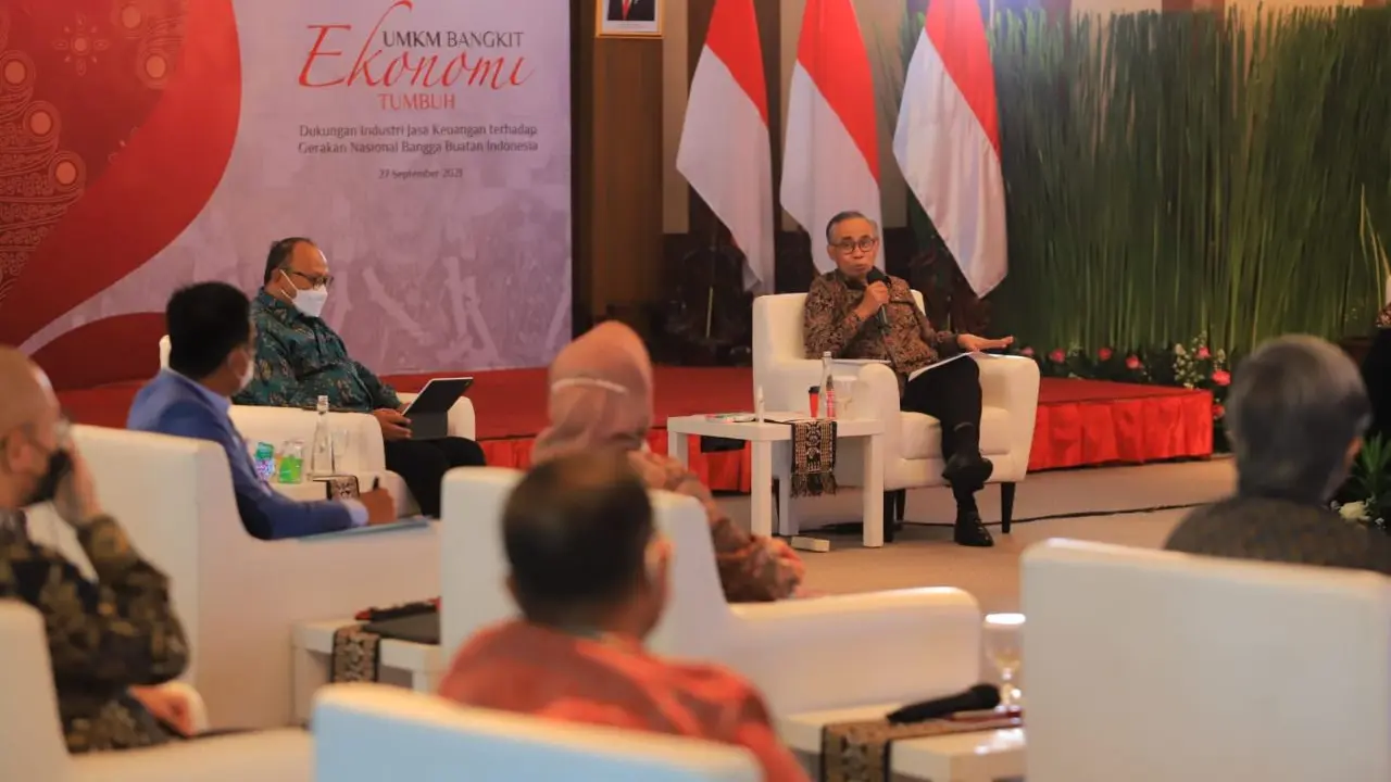 Ketua Dewan Komisioner OJK Wimboh Santoso dalam diskusi “UMKM Bangkit Ekonomi Tumbuh” dalam rangka memperkuat sinergi mendukung Gerakan Nasional Bangga Buatan Indonesia (Gernas BBI). (Dok OJK)