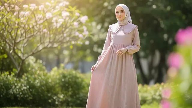 Model Gamis Bahan Crinkle Lembut