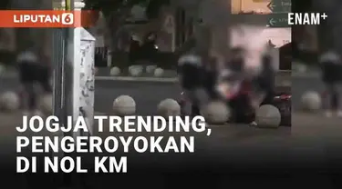 Video insiden pengeroyokan di pusat kota Jogja viral, tepatnya di Nol KM. Seorang pria terekam berusaha menghindar dari serangan diduga klitih. Para pelaku menyerang dan merusak motor korban dengan senjata tajam.