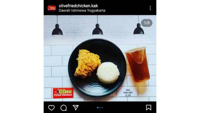 Salah satu menu di Olive Fried Chicken di Yogyakarta. (sumber: Instagram @olivefriedchicken.kak)