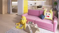 Layaknya hunian apartemen di Kharkiv, Ukraina, pemiliknya mendesain ruangannya dengan sentuhan tokoh animasi dari serial Adventure Time.