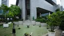 Tampilan depan kolam air mancur di kawasan DPRD DKI Jakarta, Jakarta, Rabu (22/11). Pemprov DKI Jakarta akan merenovasi air mancur tersaebut dengan anggaran sebesar Rp620 juta yang masuk dalam RAPBD 2018. (Liputan6.com/Helmi Fithriansyah)