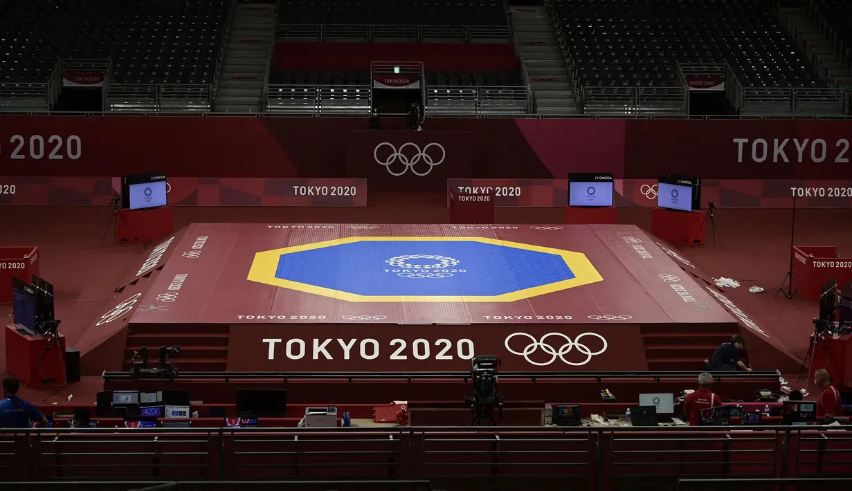 Makuhari Messe Hall Pusat merupakan venue yang terletak di Kota Chiba, Prefektur Chiba, Jepang. Pada Olimpiade Tokyo 2020, nantinya tempat ini akan digunakan untuk cabang olah raga tinju. (AFP/Javier Soriano)