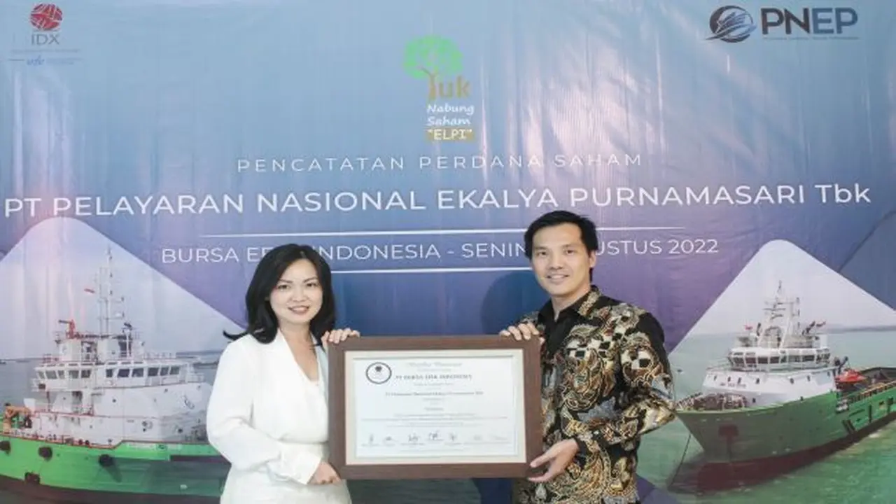 Pencatatan perdana saham PT Pelayaran Nasional Ekalya Purnamasari Tbk (ELPI), Senin (8/8/2022) (Foto: BEI)