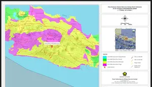 Peta rawan gempa di wilayah Jawa Barat. (Liputan6.com/ Dok Badan Geologi)