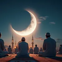 tata cara shalat gerhana bulan ©Ilustrasi dibuat Stable Diffusion