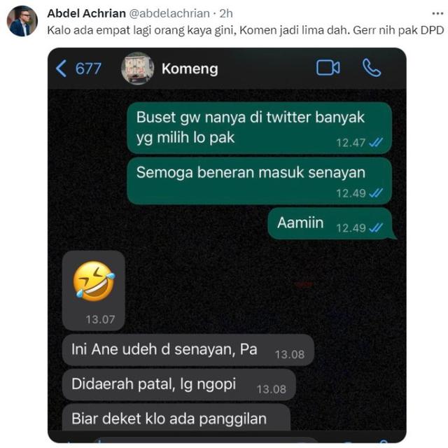 Komeng Dijagokan Menang Pemilu dan Masuk Senayan, karema Foto Nyelemehnya, Responsnya Tak Kalah Kocak