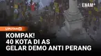 Puluhan demonstran berkumpul di Columbus Circle, New York, menyerukan penghentian serangan militer Amerika Serikat terhadap Iran. Aksi ini juga dilaporkan terjadi di sekitar 40 kota di seluruh negeri.