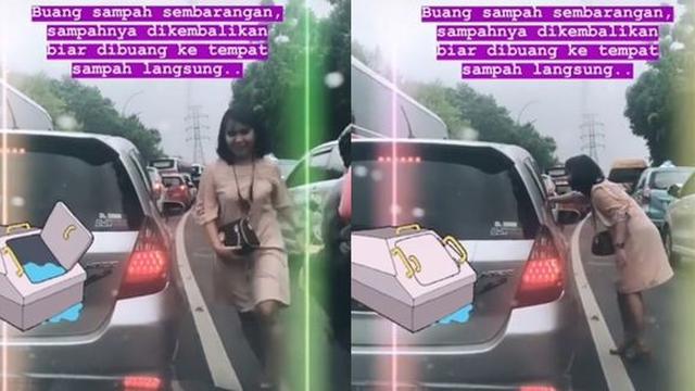 Wanita kembalikan sampah yang dibuang pemobil