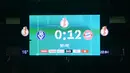Layar menunjukkan hasil akhir 0-12 setelah pertandingan sepak bola putaran pertama Piala Jerman (DFB Pokal) Bremen SV vs Bayern Munchen, di Bremen, Jerman utara (25/8/2021).  (AFP/Patrik Stollarz)