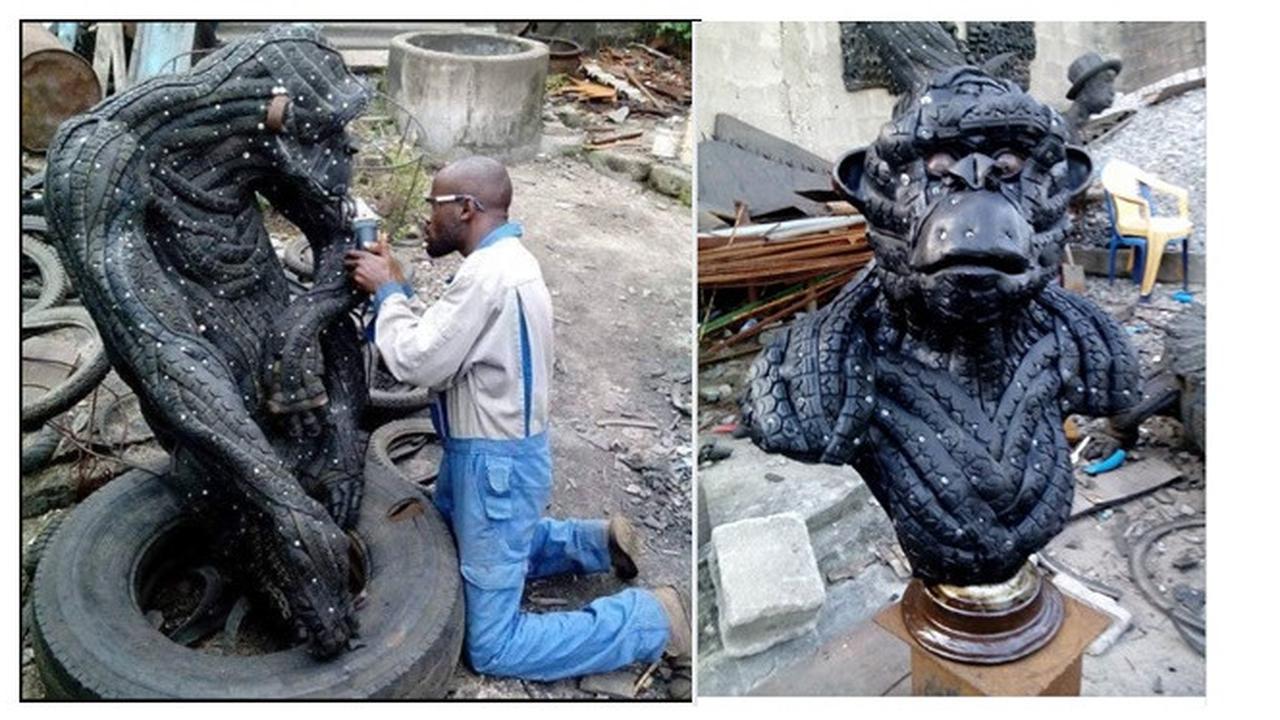 Patung dari ban  (Sumber: Facebook/@Nkwocha Ernest )