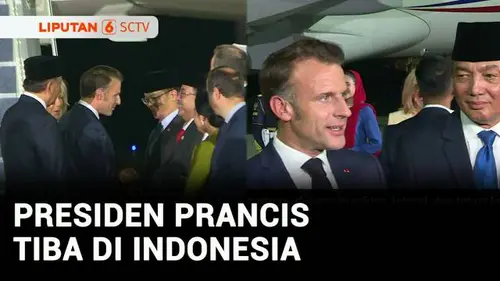  Presiden Prancis Emmanuel Macron Tiba di Indonesia, Disambut Menhan hingga Menlu