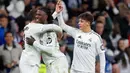 Baru pada masa tambahan waktu atau menit ke-90+3, kebuntuan Real Madrid benar-benar terpecahkan. Tendangan keras kaki kanan Federico Valverde bersarang ke tiang jauh pojok gawang Athletic Bilbao. Skor berubah 1-0 untuk kemenangan Real Madrid. (OSCAR DEL POZO/AFP)