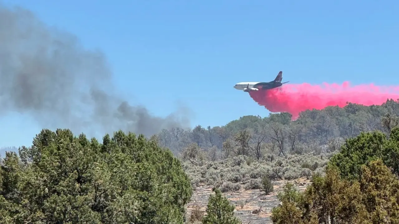 Pemadaman kebakaran hutan White Sage yang membakar di utara Taman Nasional Grand Canyon di Arizona, pada Kamis, 10 Juli 2025. (Biro Pengelolaan Lahan, Kantor Negara Bagian Arizona via AP)