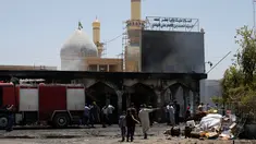 Kondisi kawasan makam Sayid Muhammad bin Ali al-Hadi di Balad usai terkena serangan bom bunuh diri, Baghdad, Irak (8/7). Diduga yang melakukan serangan adalah kelompok ISIS. (REUTERS / Thaier Al-Sudani)
